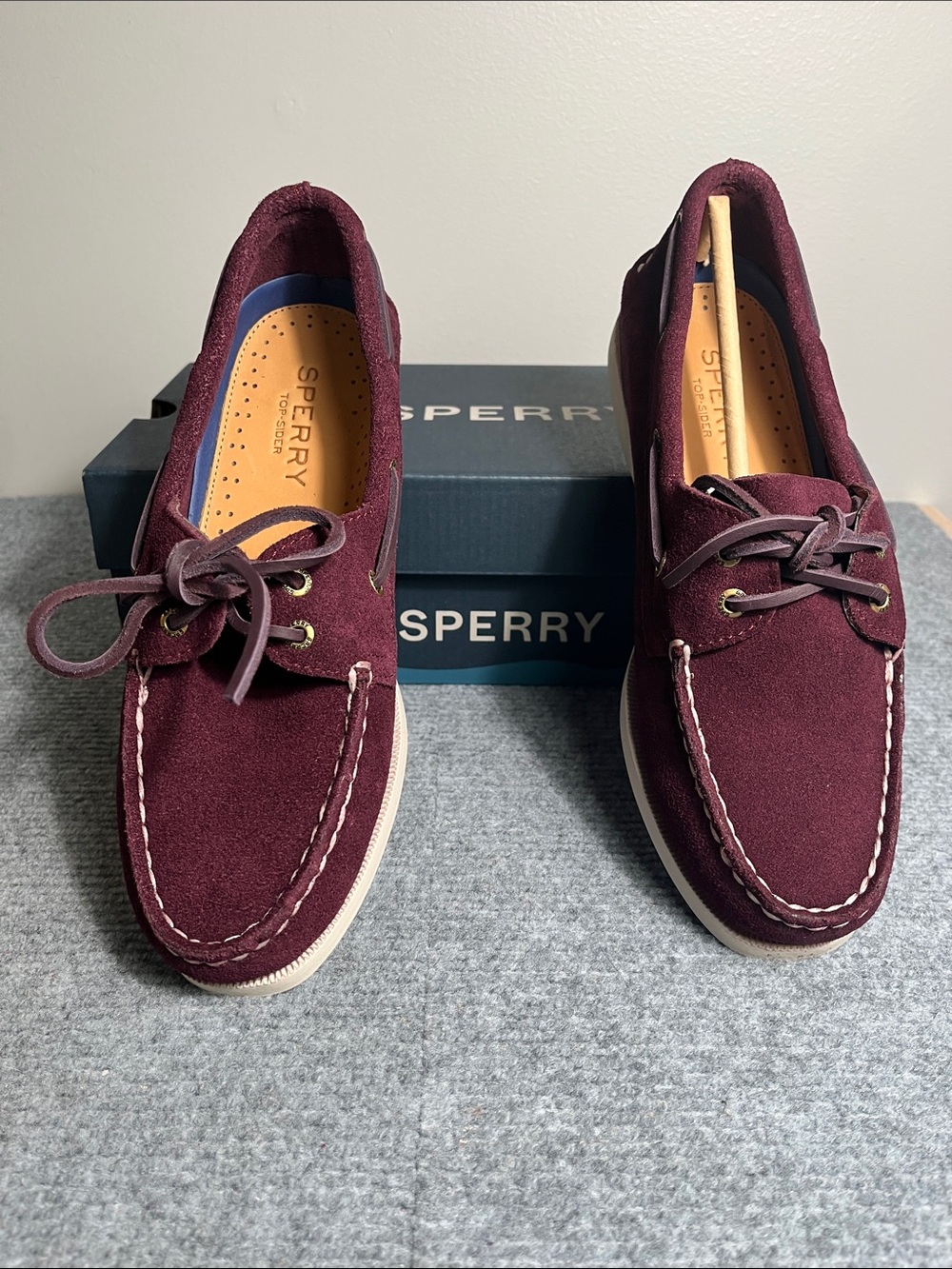 Sperry Women's Burgundy Suede Moccasin Boat Shoes